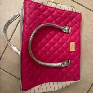 Betsey Johnson Pink and Silver Quilted Tote